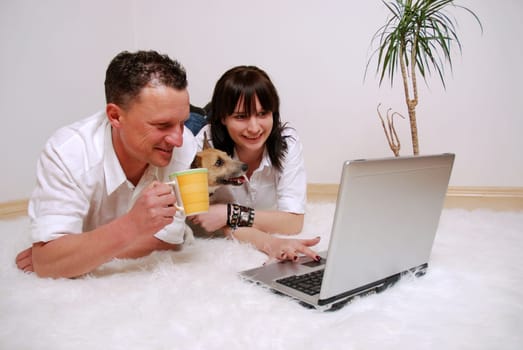 Couple with laptop