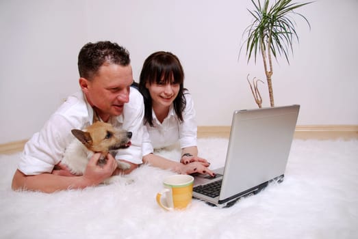 Couple with laptop