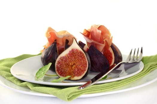 fresh figs with Italian ham and nasturtium cress