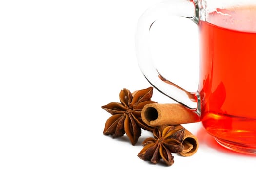 Red tea,cinnamon sticks and star anise