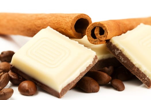 Coffee chocolate,cinnamon sticks and coffee