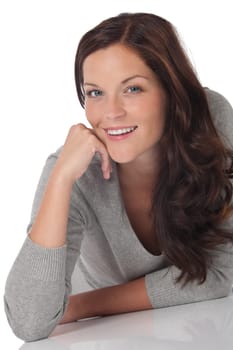 Portrait of beautiful happy brown hair woman