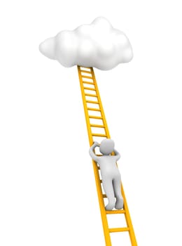 Man climbing to the cloud