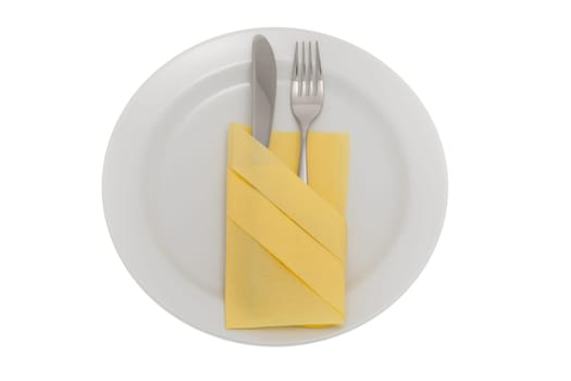 Plate with napkin and cutlery