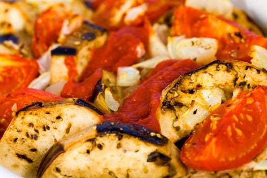 Casserole souffle with aubergine,bell pepper,T
