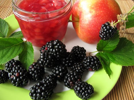 Homemade blackberry and apple jam