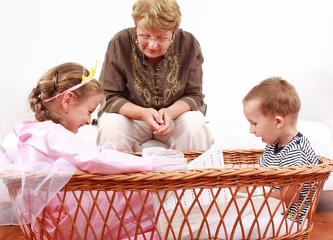 Happy kids with granny
