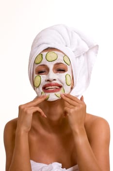 Woman with face mask 140910-5