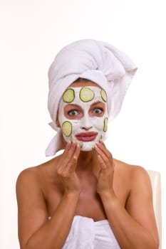 Woman with face mask 140910-7