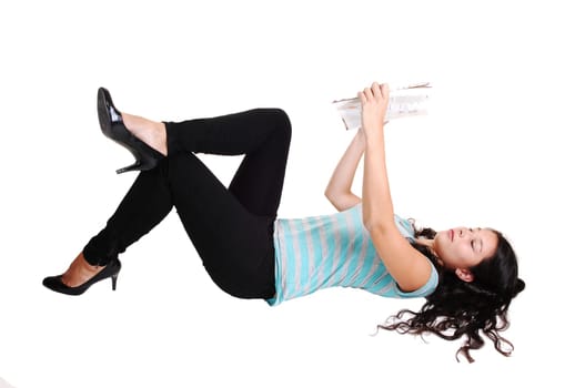 Girl lying on floor.