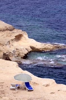 two lonely sun loungers