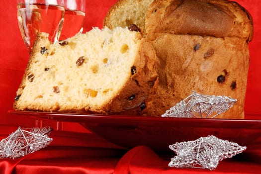Christmas composition with panettone