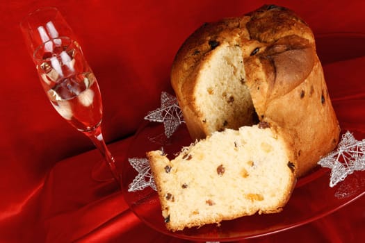 Christmas composition with panettone