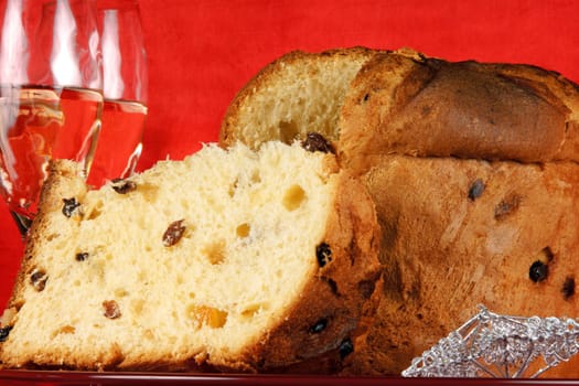 Christmas composition with panettone