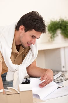 Successful architect man working at office