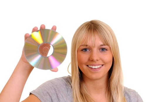 Young woman holding a CD