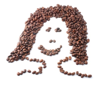 Face made of coffee beans