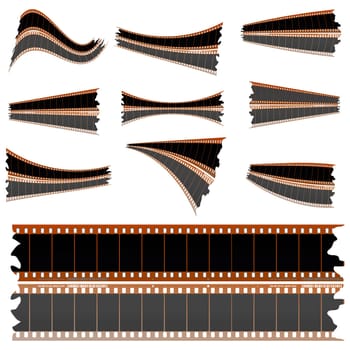 Negative film strips on white
