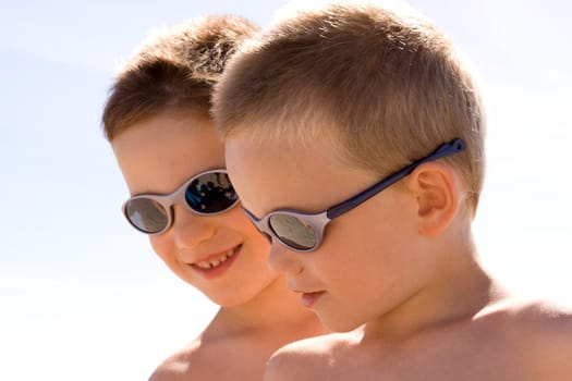 Young children on the beach