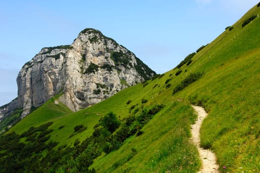 Hiking trail in the Alpstein Mountains,Switzerland