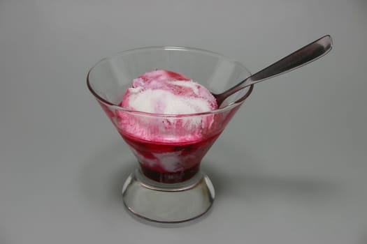 Sundae with berry jam