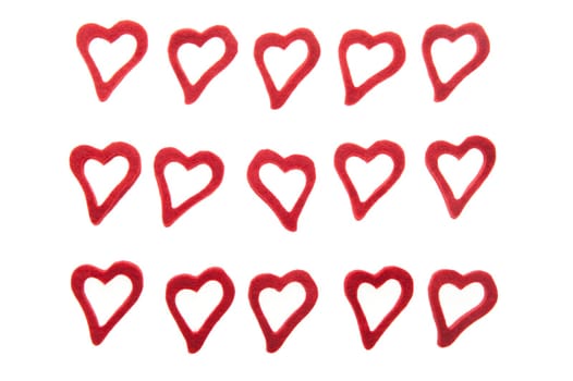 Hearts on white background
