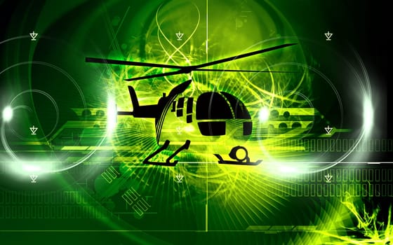 Illustration of a helicopter in air