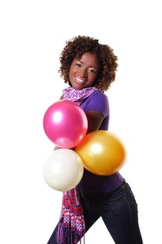 young woman with balloons