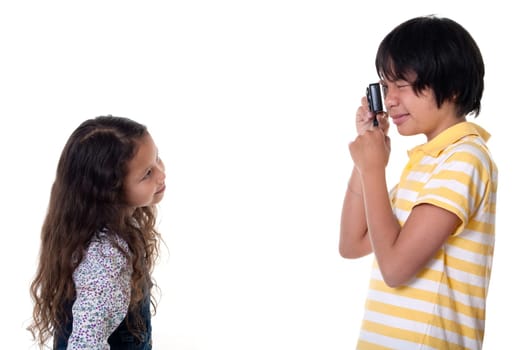 Children take pictures digitally