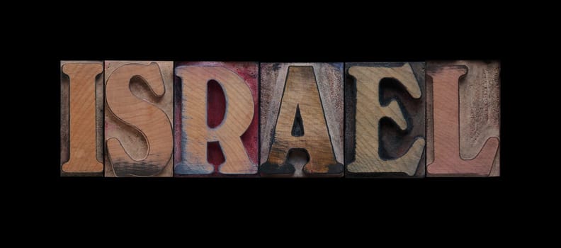 Israel in old letterpress wood type