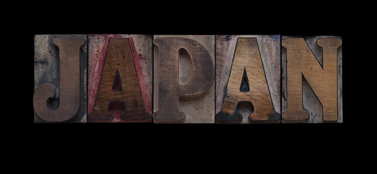 Japan in old letterpress wood type