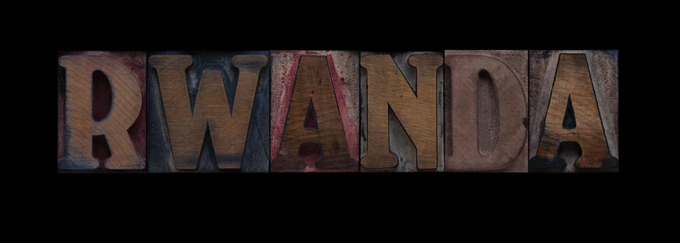 Rwanda in old letterpress wood type