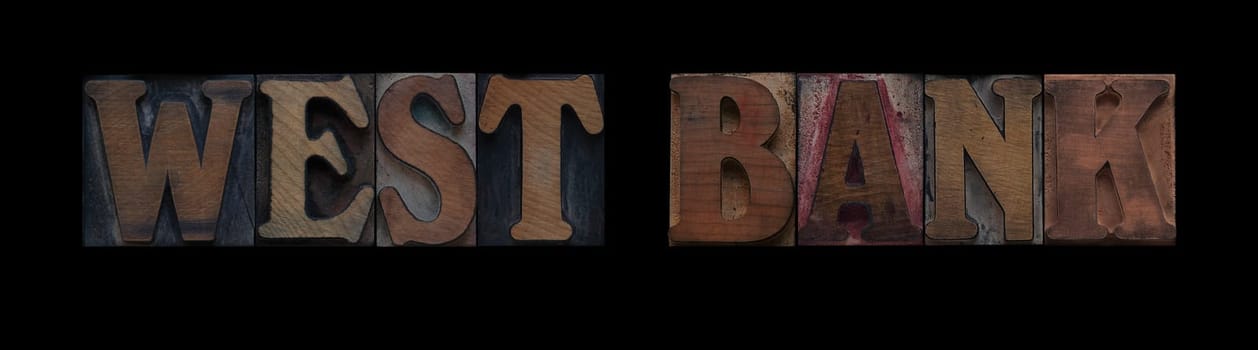 West Bank in old letterpress wood type