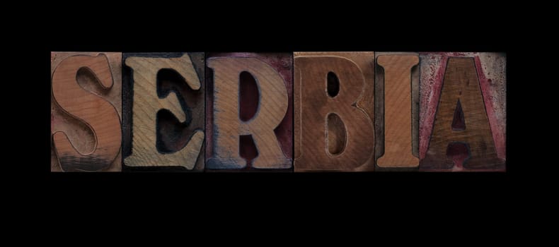 Serbia in old letterpress wood type