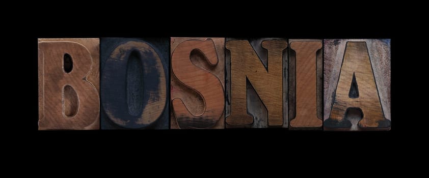 Bosnia in old letterpress wood type