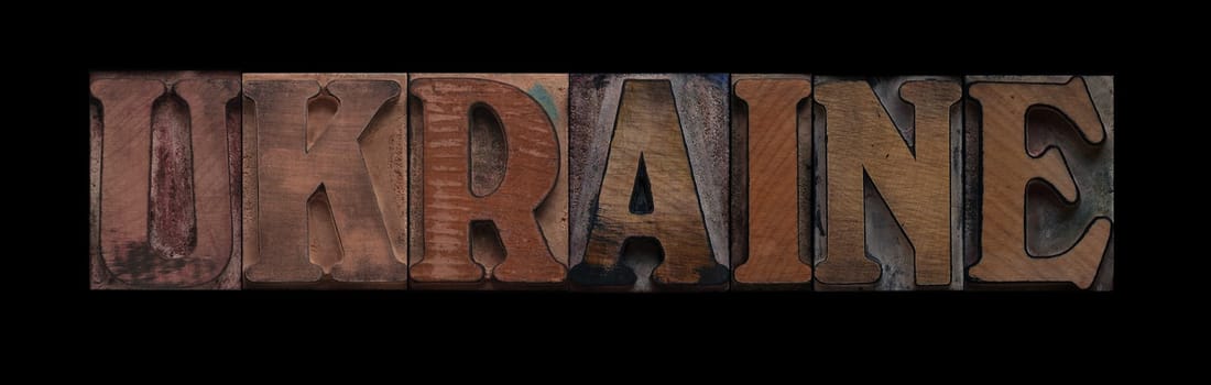 Ukraine in old letterpress wood type