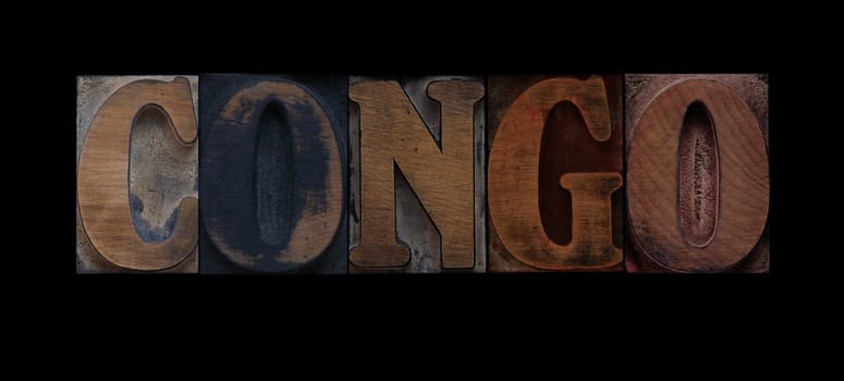 Congo in old letterpress wood type