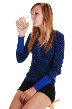 Girl drinking water.