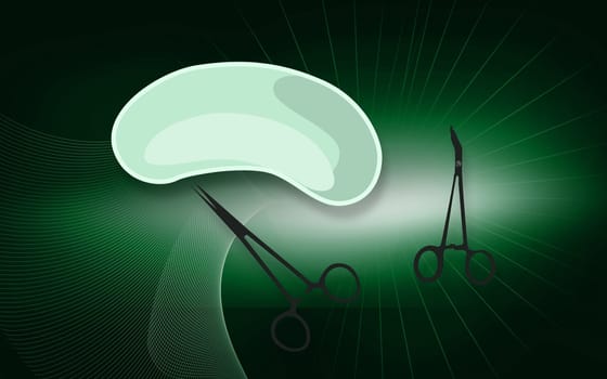 medical tray and scissors