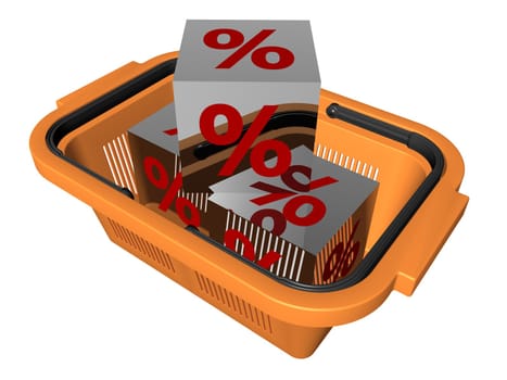 Percent Sign Cube Basket - Isolated