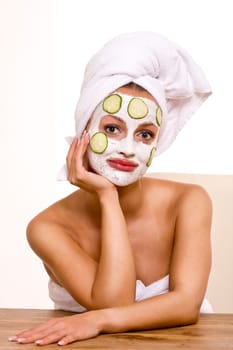 Woman with face mask 240910-1