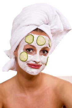 Woman with face mask 240910-3