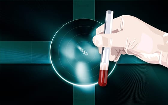 hand holding a test-tube