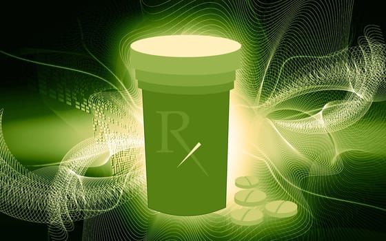 Illustration of tablets and container