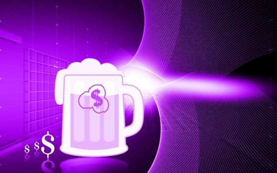 dollar printed beer mug