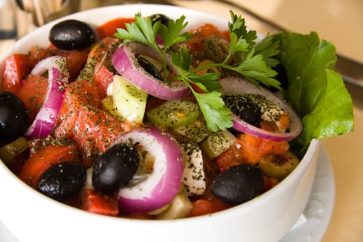 Greek salad with black olives