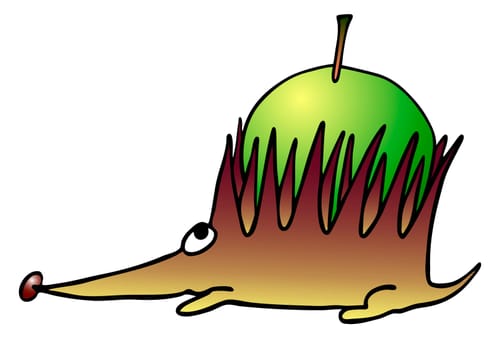 hedgehog with apple