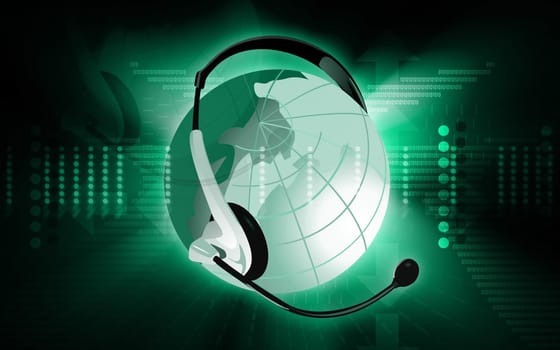 Illustration of a headphone in a globe