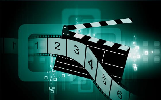 Illustration of filmroll and clap