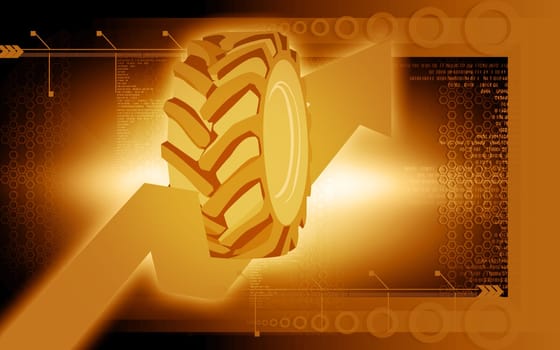 Illustration of tyre rolling up on arrow